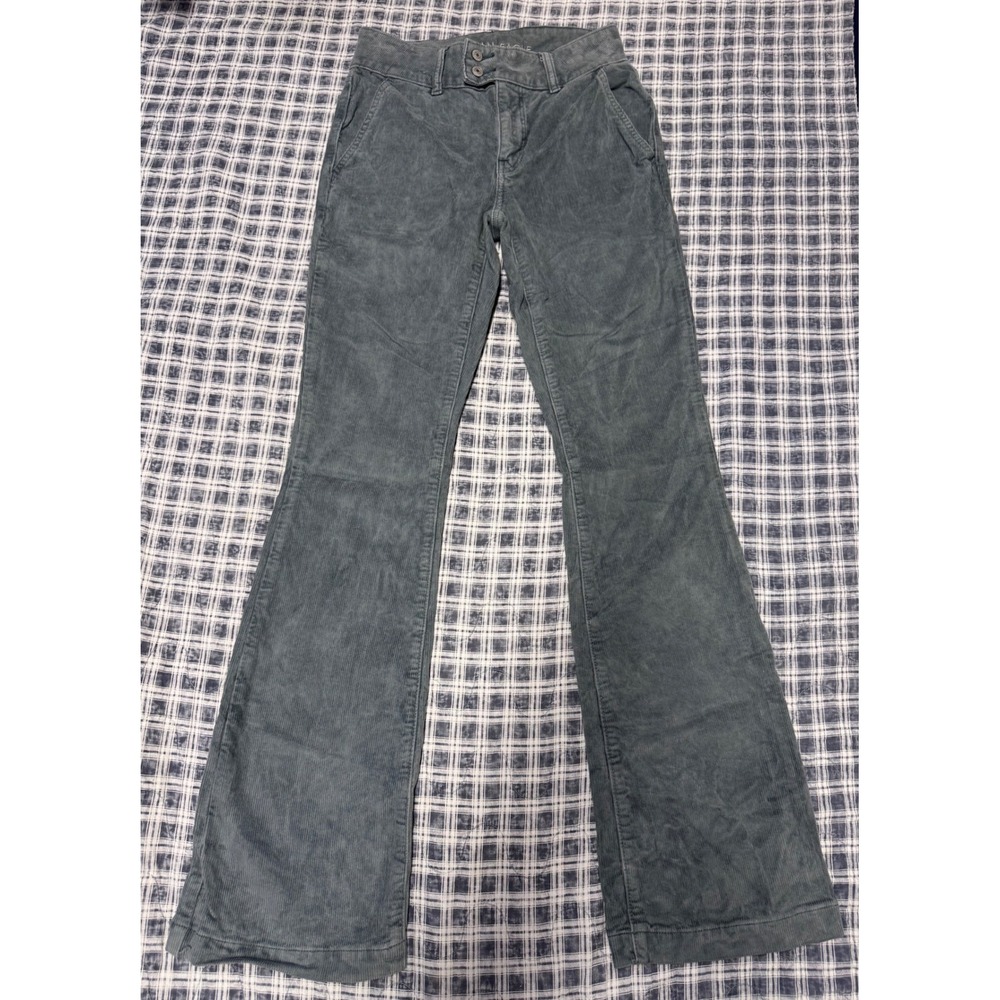 American Eagle Women 2 Regular Teal Green Corduroy Flare Leg Stretch Pants